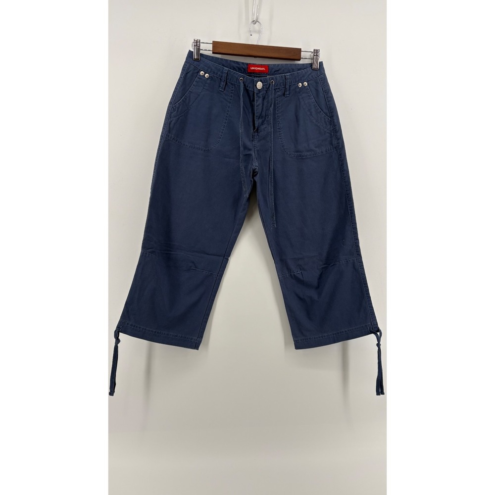 Unionbay Capri Jeans Womens Blue Denim Drawstring Tie Hem Pockets Size 5